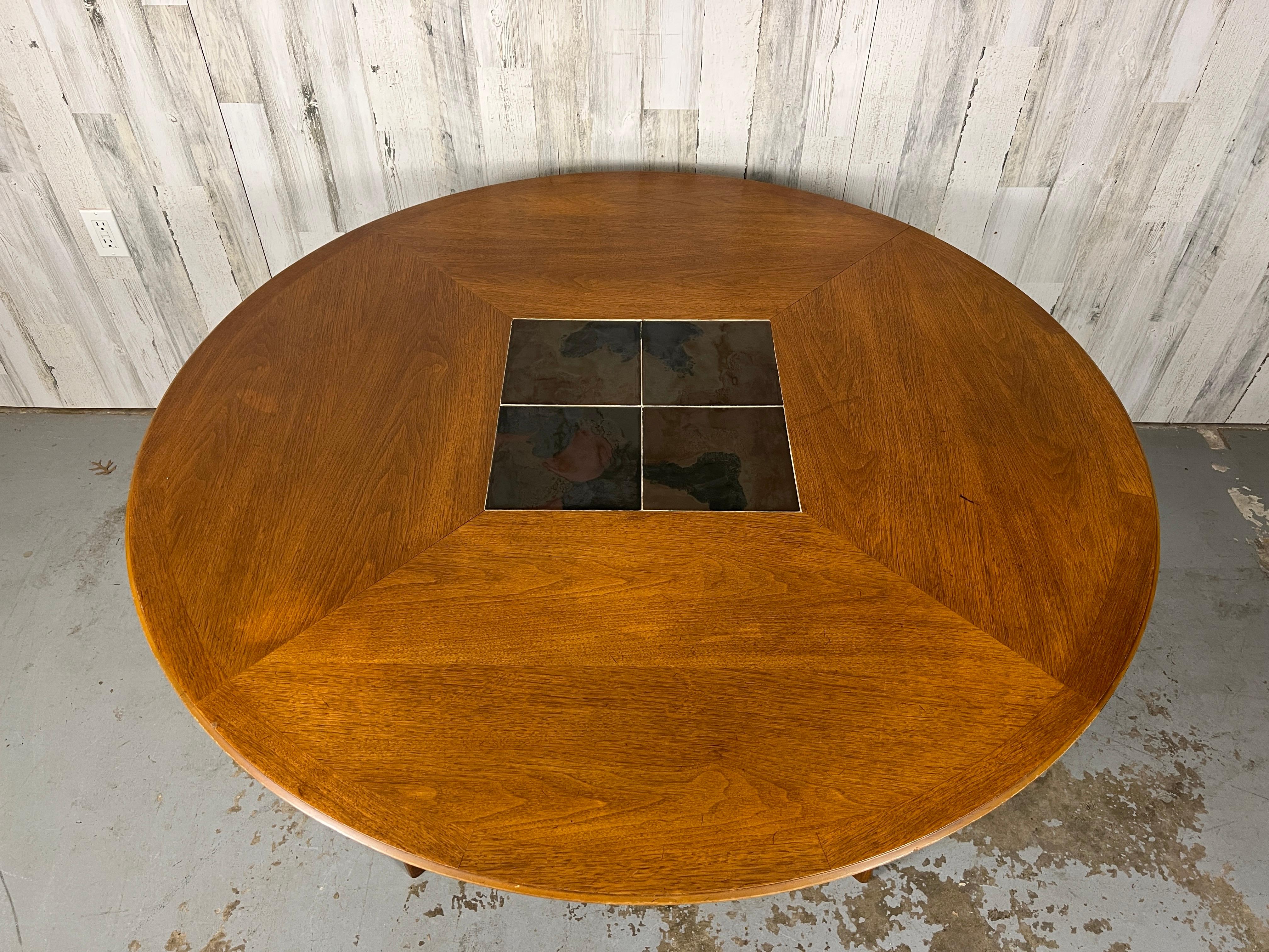Vintage Walnut with Roma tiles Dining / Game Table 2