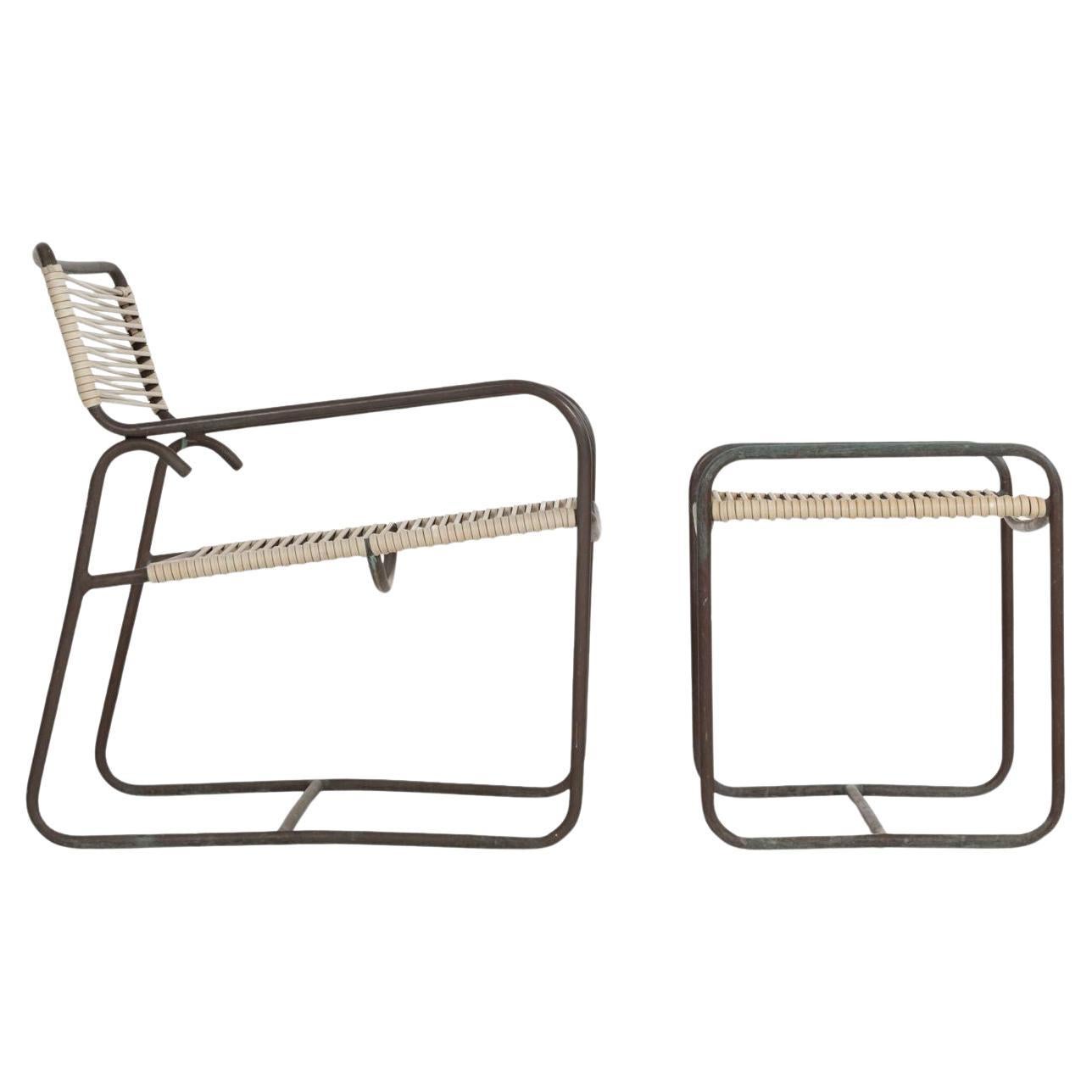 Silla de salón y otomana vintage Walter Lamb Bronce para Brown Jordan
