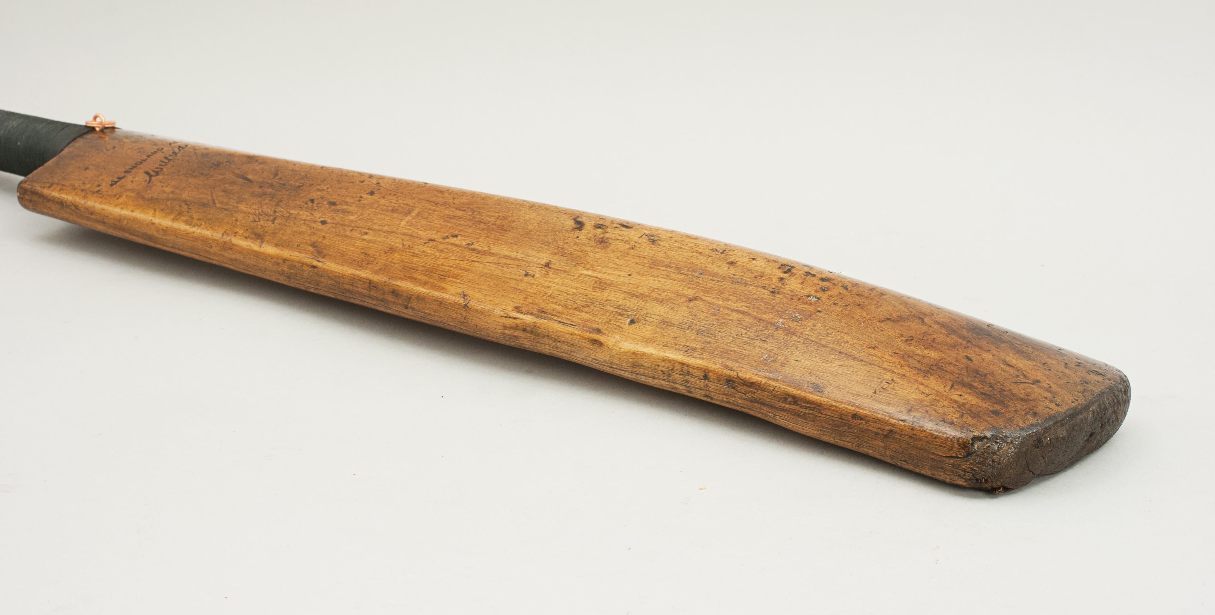 Early 20th Century Vintage Walter Lambert Cricket Bat Endorsed by Wilfred Rhodes