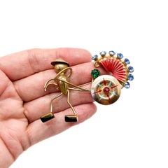Vintage Walter Lampl (Attr.) Sterling Rickshaw Brooch 1940s