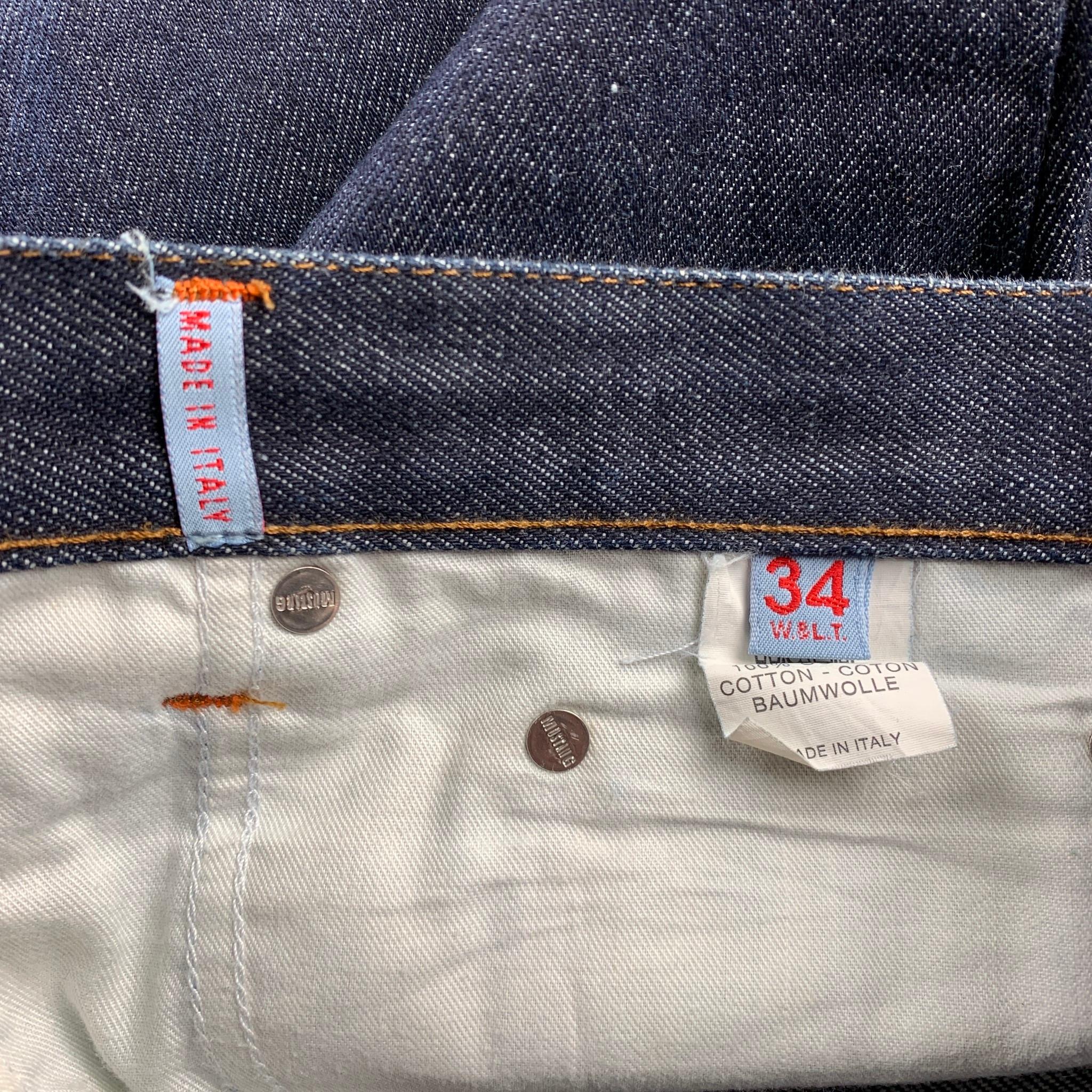 Vintage WALTER VAN BEIRENDONCK x W.&L.T. Size 34 Indigo Denim Jeans In Good Condition In San Francisco, CA