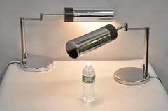 Vintage Walter Von Nessen Mid Century Modern Chrome Swing Arm Desk Lamp - a Pair