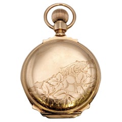Vintage Waltham 14 Karat Rose Gold Pocket Watch with Hunter Case, Circa 1888