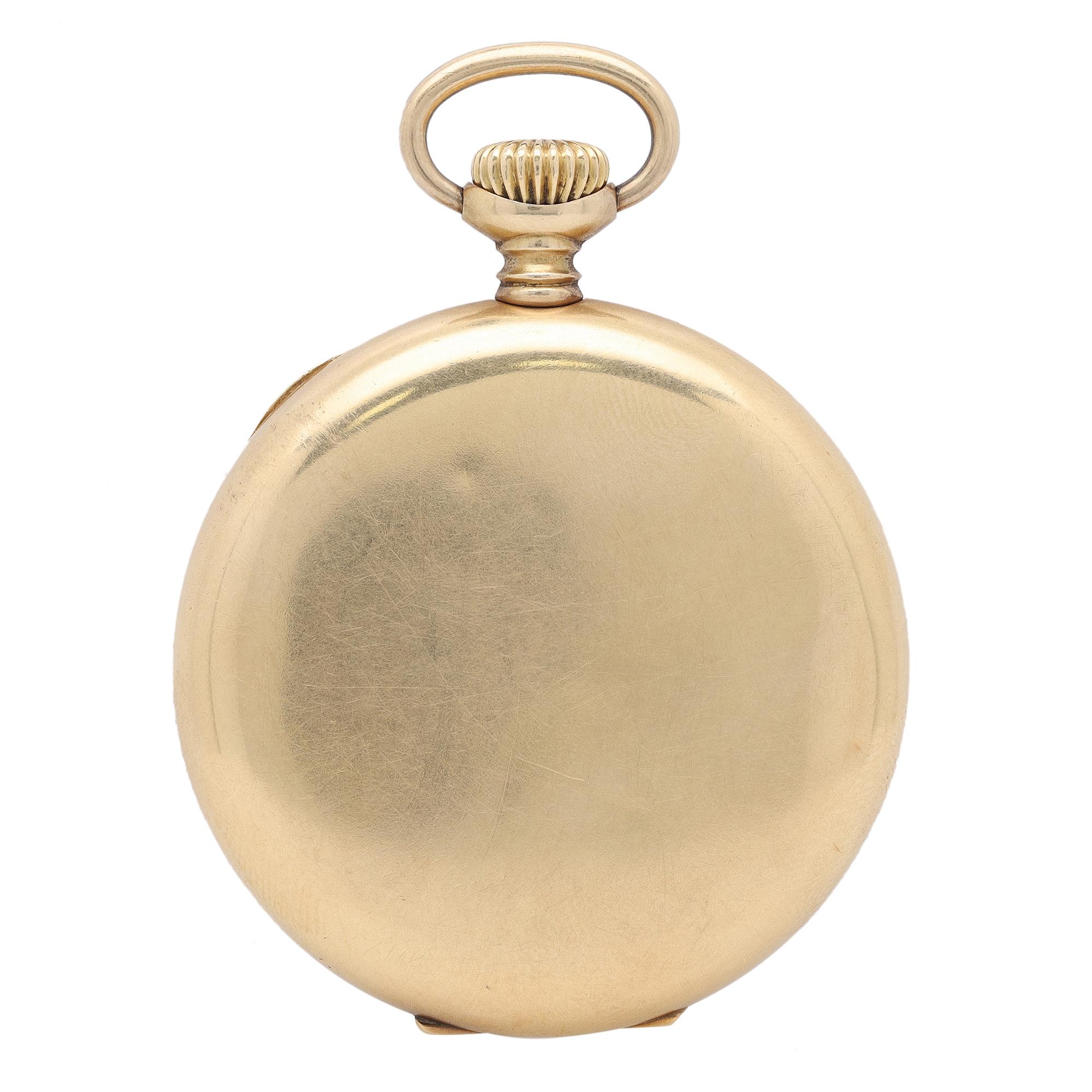 18k Yellow Gold. 15 Jewels. Covered by a 1-year seller warranty.

Brand: Waltham  Type: Pocket Watch  Department: Men  Model Number: 976053  Country/Region of Manufacture: United States  Style: Classic  Features: Fixed Bezel, Push/Pull Crown, Small