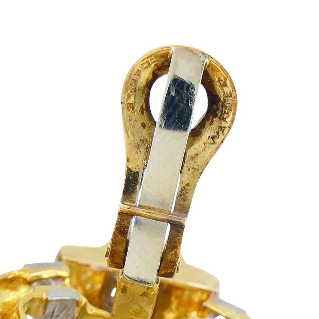 Vintage Wander 18k zweifarbiges Gold Diamant Perlen Clip Ohrringe im Angebot 6