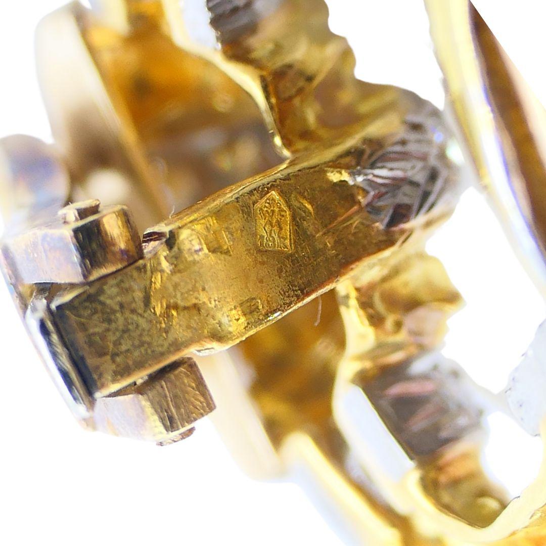 Vintage Wander 18k zweifarbiges Gold Diamant Perlen Clip Ohrringe im Angebot 8