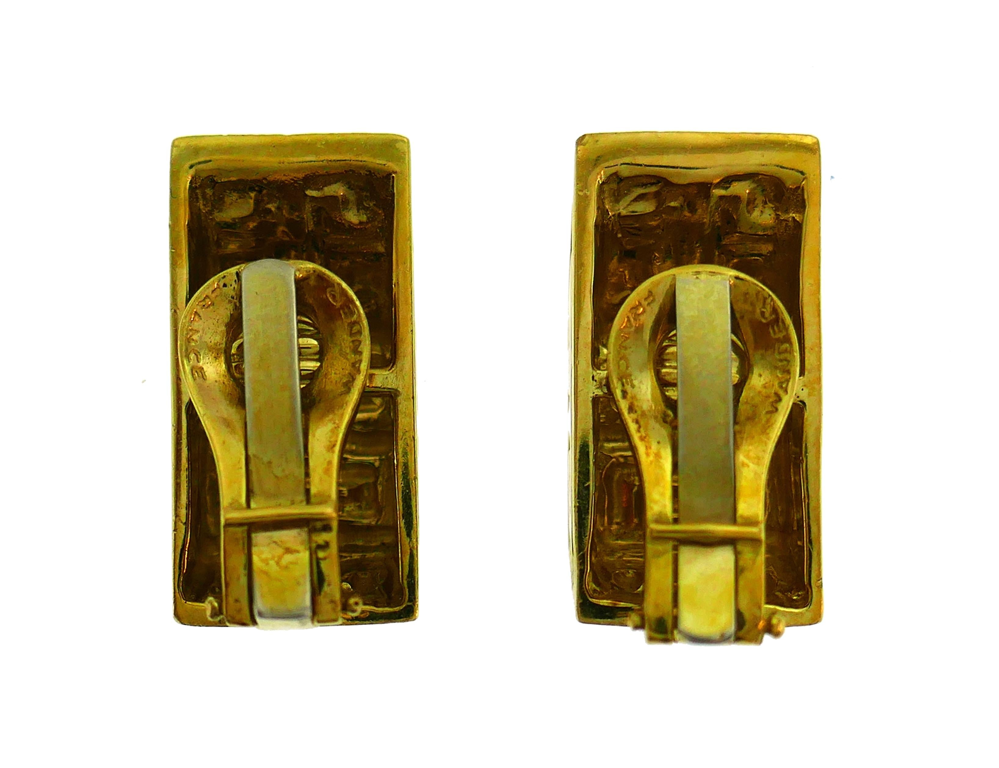 Boucles d'oreilles vintage Wander à clip en or jaune, France, années 1980 en vente 3