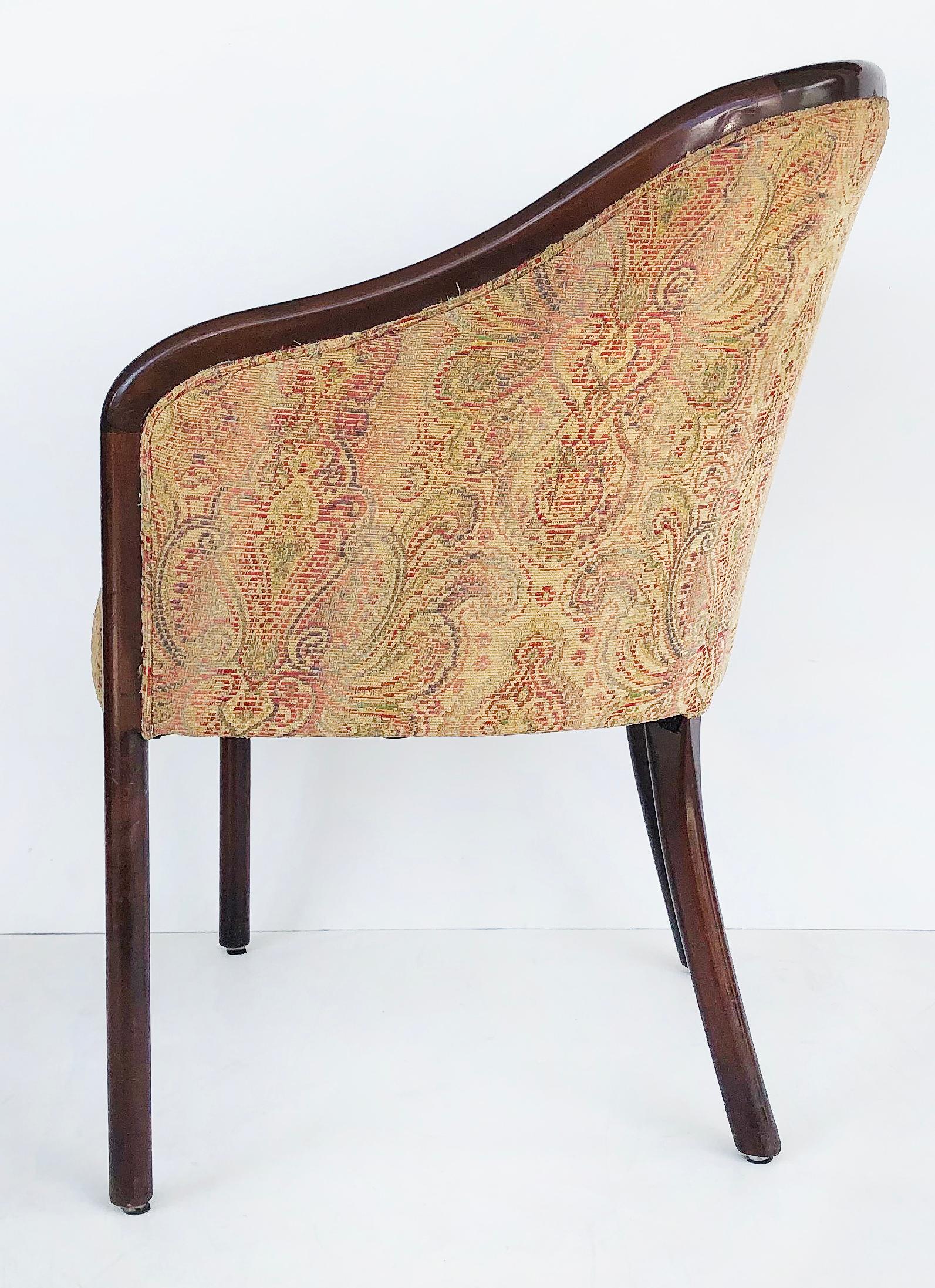 Vintage Ward Bennett Brickell Barrel Back Chairs, Upholstered Pair 2