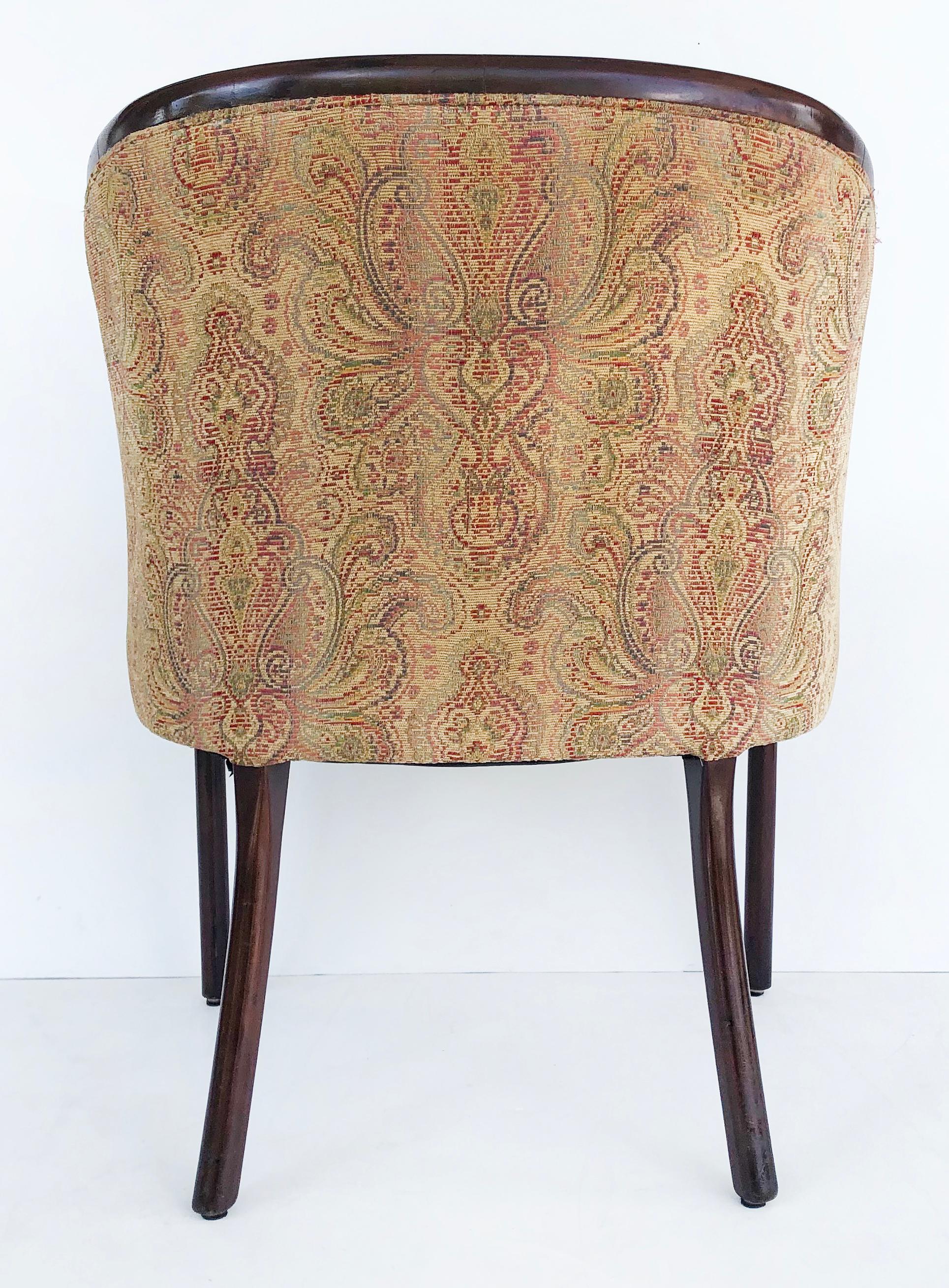 Vintage Ward Bennett Brickell Barrel Back Chairs, Upholstered Pair 1