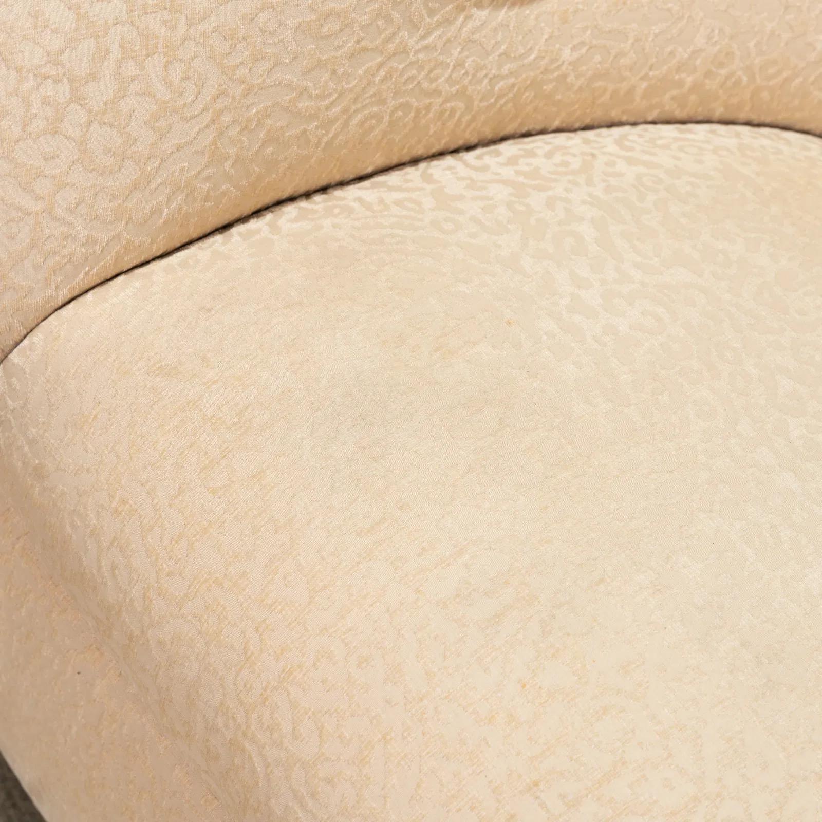 Wood Vintage Ward Bennett Style Swiveling Club Chair in Textured Cream Upholstery For Sale