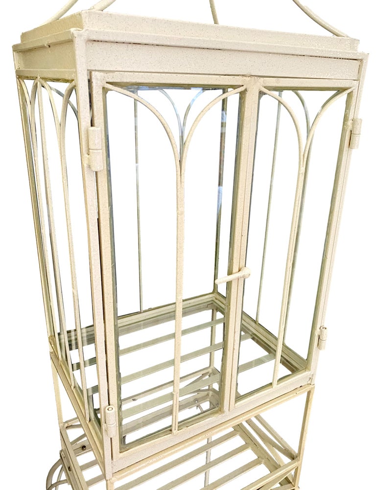 Vintage Iron Wardian Case Terrarium on Stand For Sale at 1stDibs