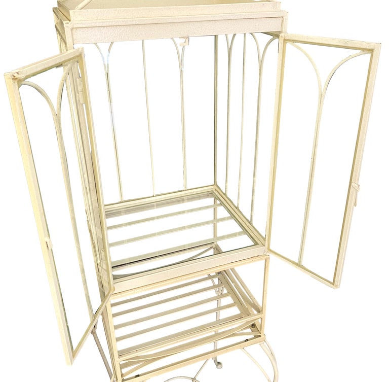 Vintage Iron Wardian Case Terrarium on Stand For Sale at 1stDibs