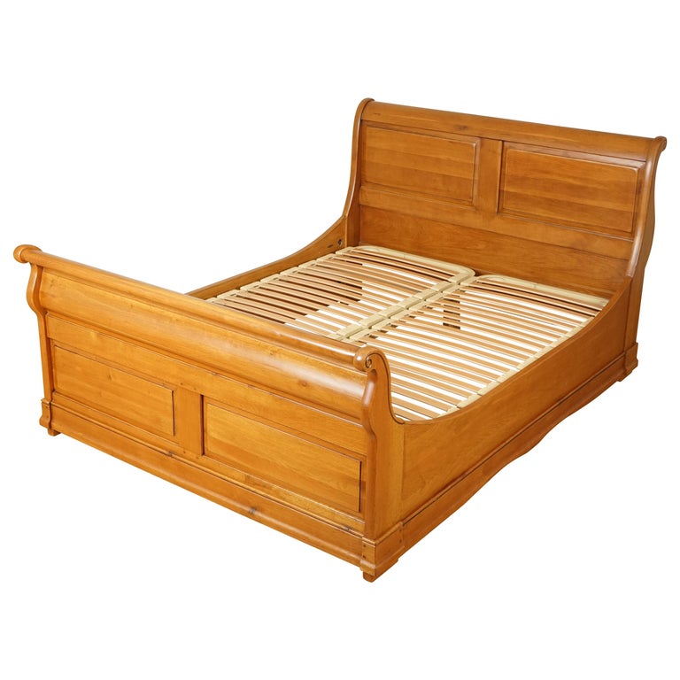 Gillow Oak Double Sleigh Bed Frame, Vintage Wooden Queen Bed Frame
