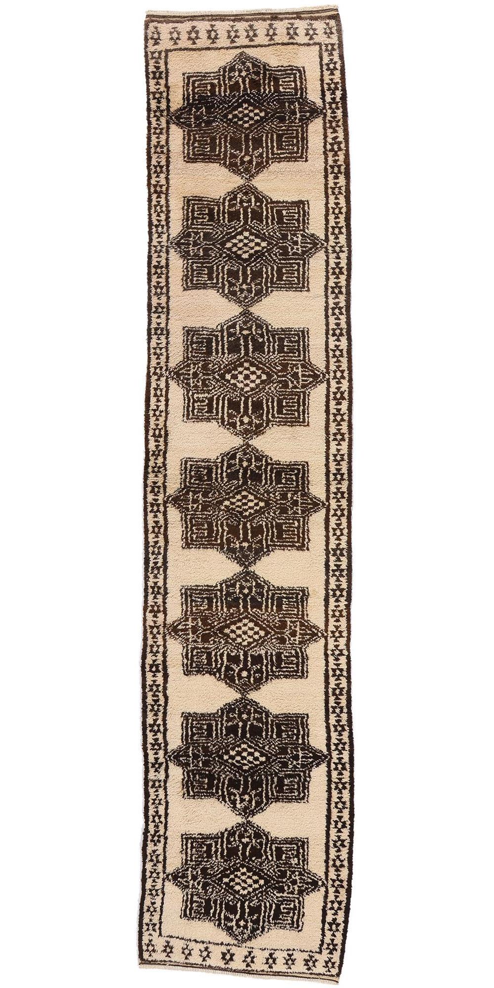 Vintage Warm Earth-Tone Turkish Tribal Kurdish Carpet, 03'00 x 13'06