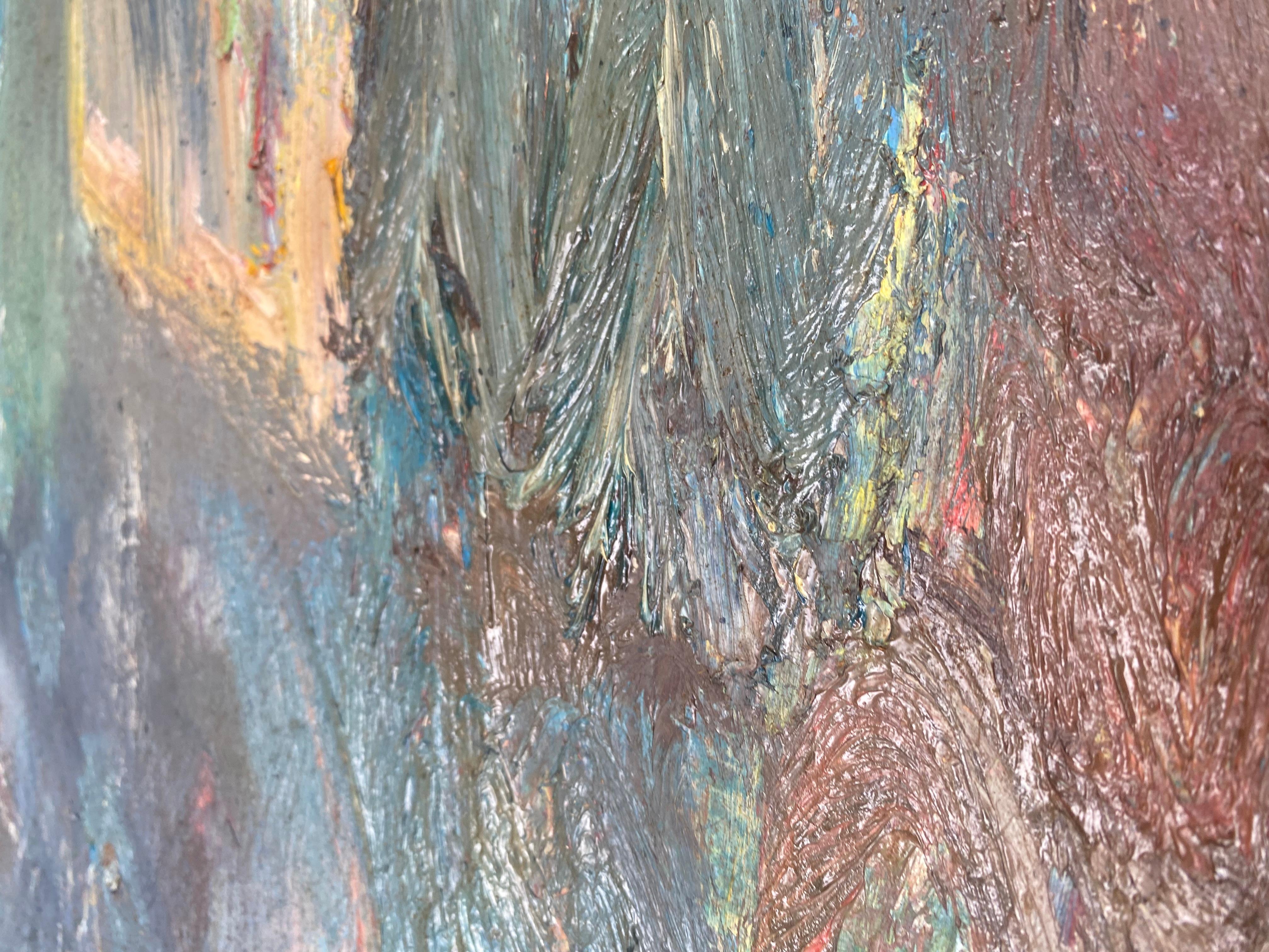 Vintage Warren Fischer peinture abstraite sur toile

Il s'agit d'une peinture acrylique abstraite sur toile. 
par Warren Fischer. L'artiste a utilisé des traits audacieux, des teintes riches et des textures subtiles. Le tableau est encadré et prêt à