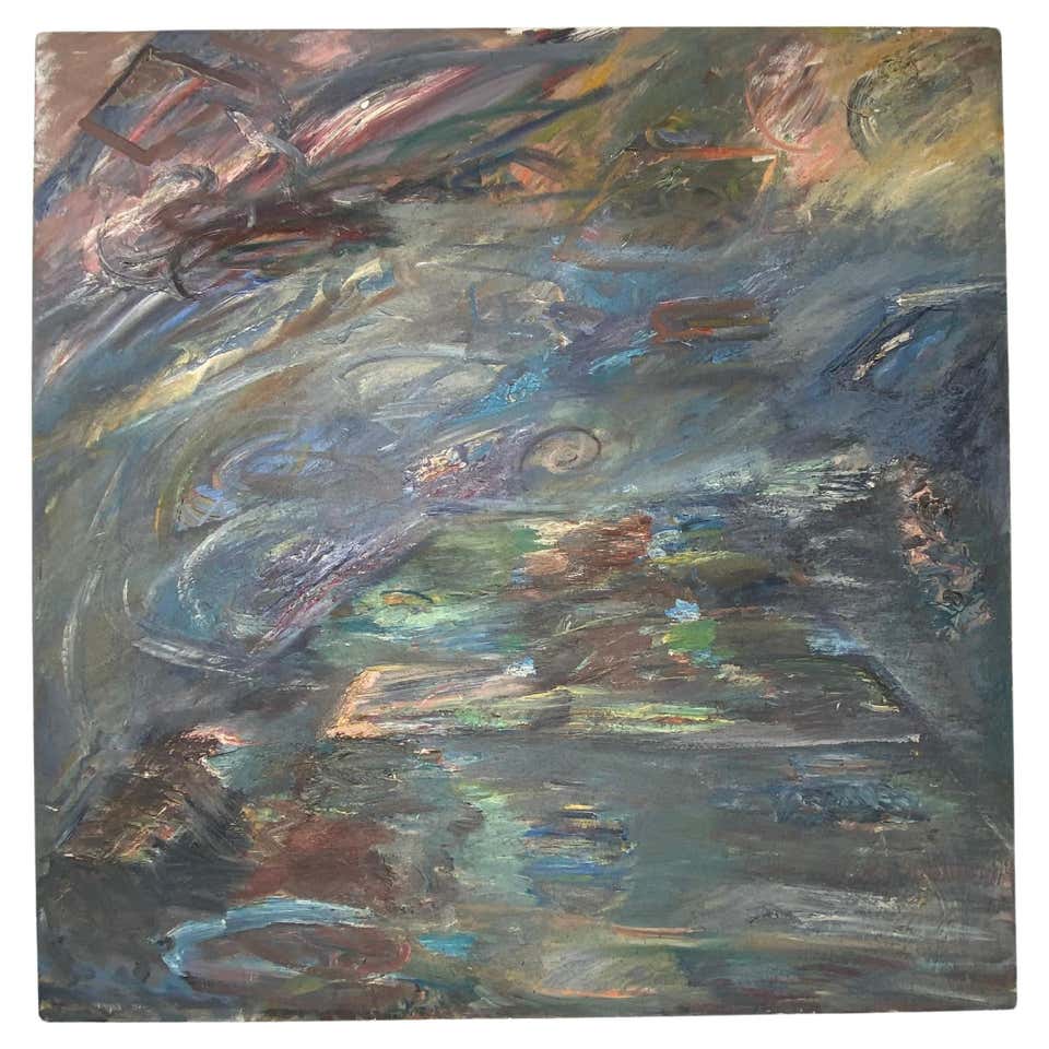 Monumental Vintage Abstract Oil on Canvas Painting with Rich Colors For ...