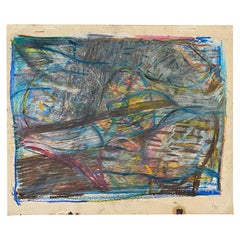 Vintage Warren Fischer Abstract Pastel Drawing on Paper