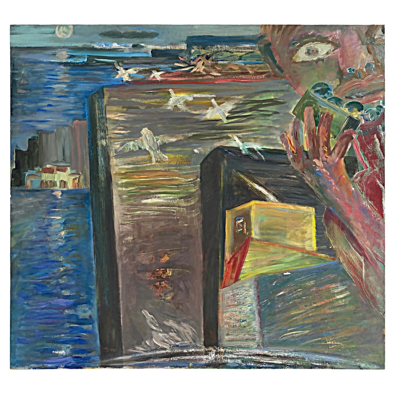 Vintage Warren Fischer Figurative Abstract Painting For Sale at 1stDibs