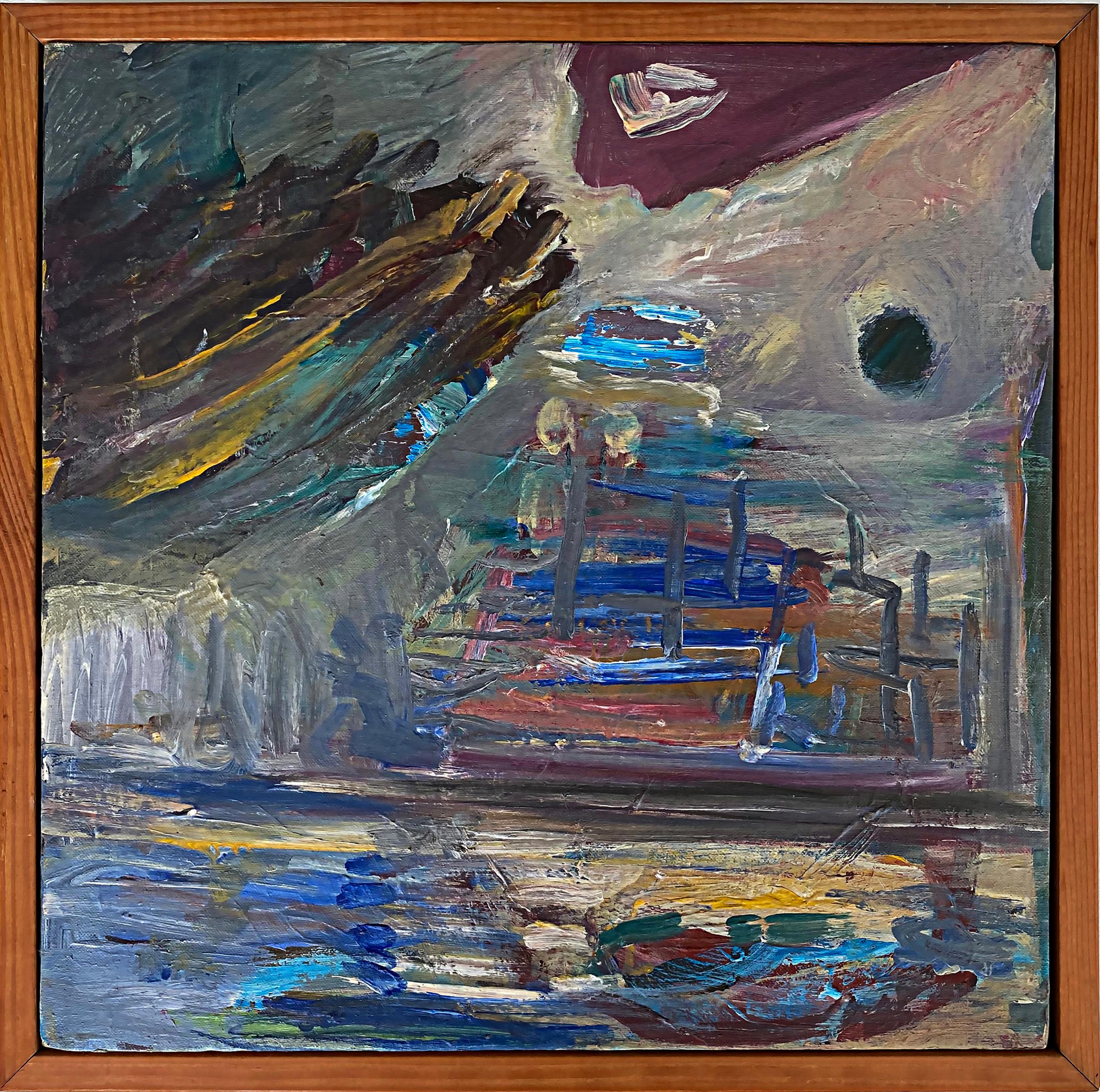 Framed Abstraktes Acryl-Gemälde, Vintage, Warren Fischer (Gemalt) im Angebot