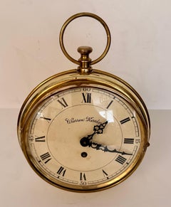 Horloge de table vintage en laiton Warren Kessler, style montre de poche, années 1940