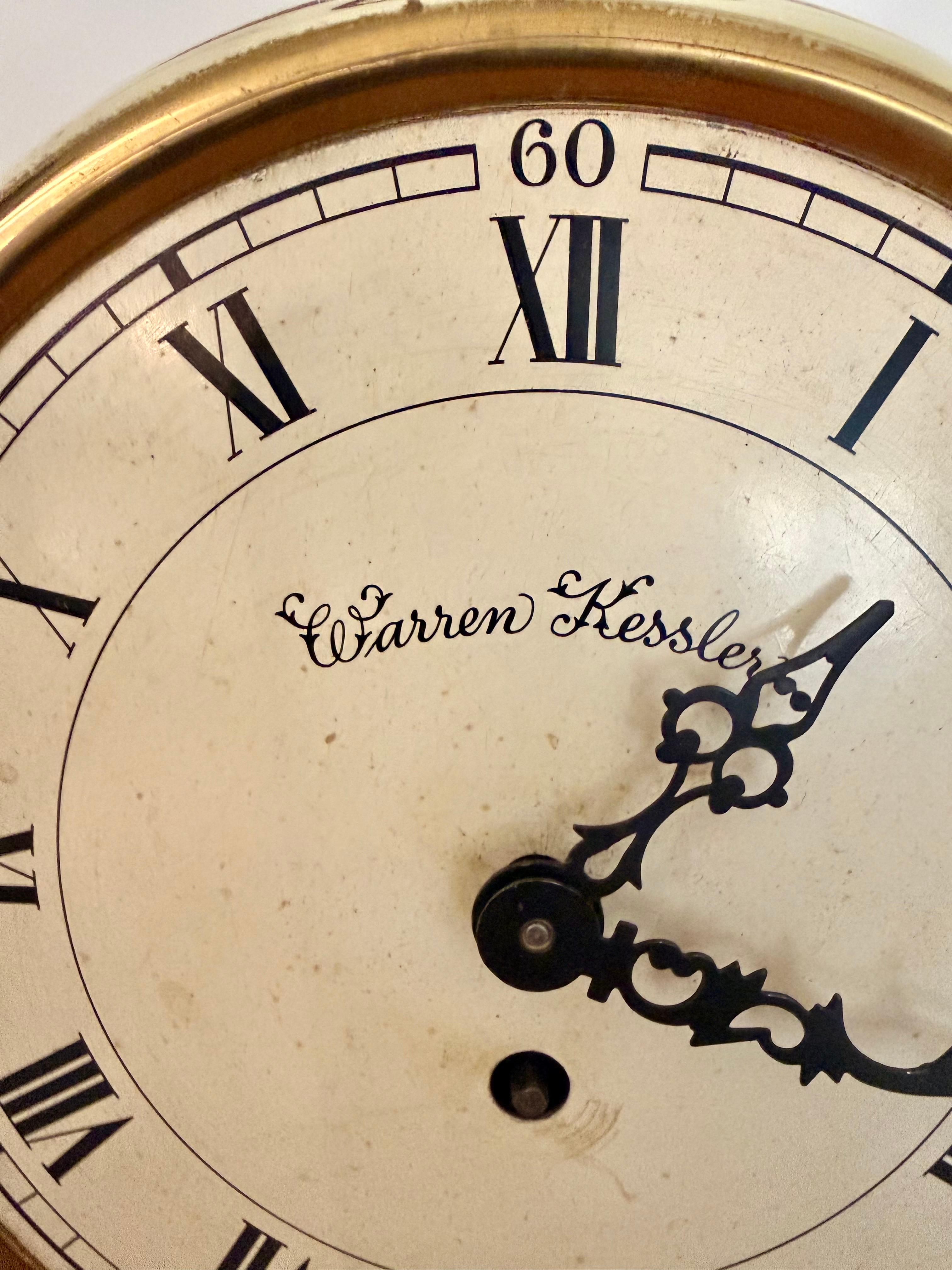 Vintage Warren Kessler Brass Table Clock, Pocket Watch Style, 1940s For ...