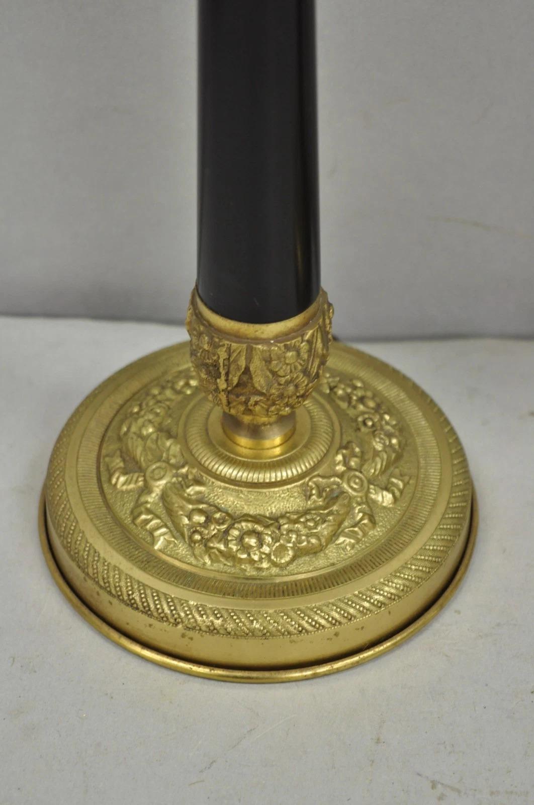 20th Century Vintage Warren Kessler French Empire Bronze Candlestick Small Table Lamps a Pair For Sale