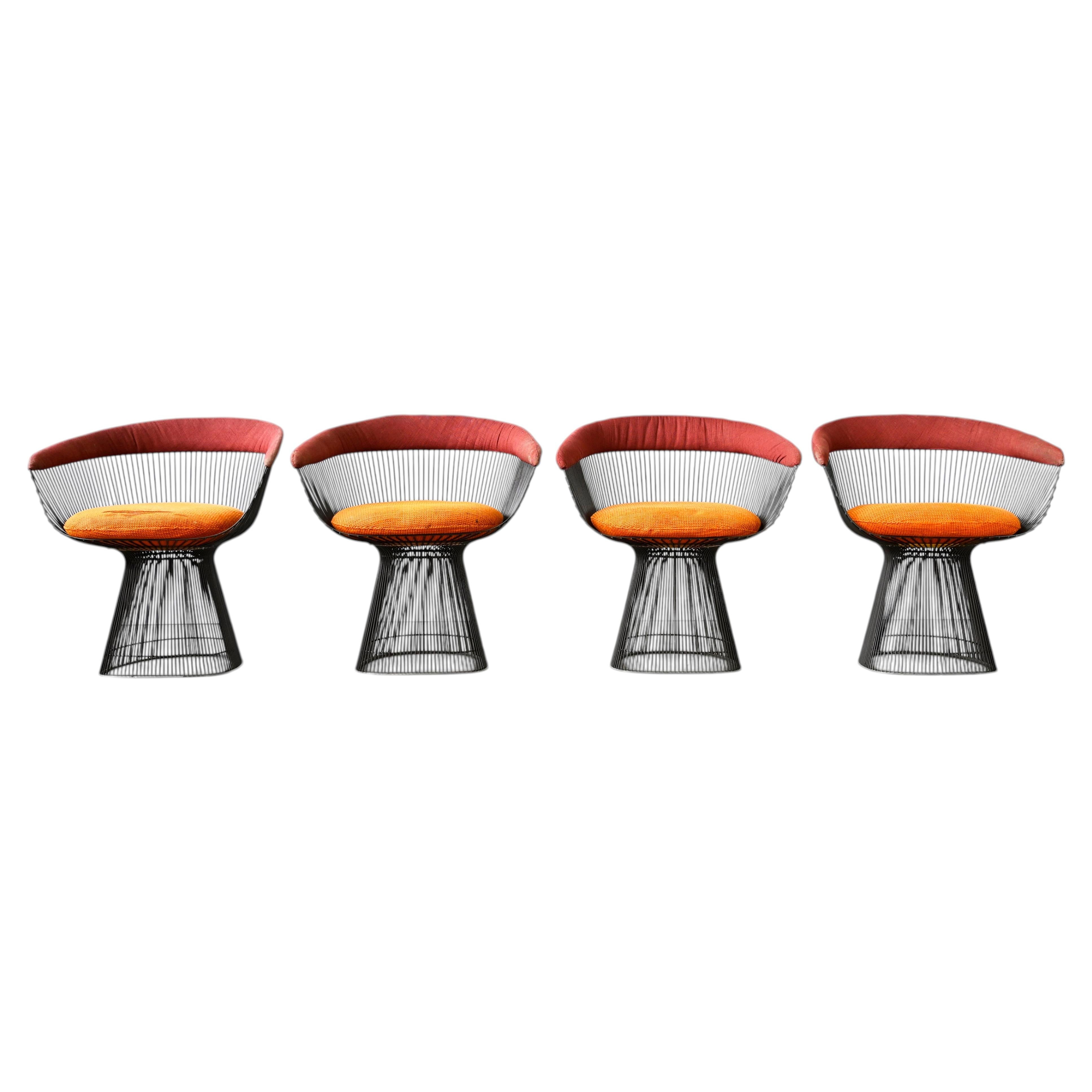 Vintage Warren Platner Bronze Dining Chairs for Knoll - Set of Four For Sale