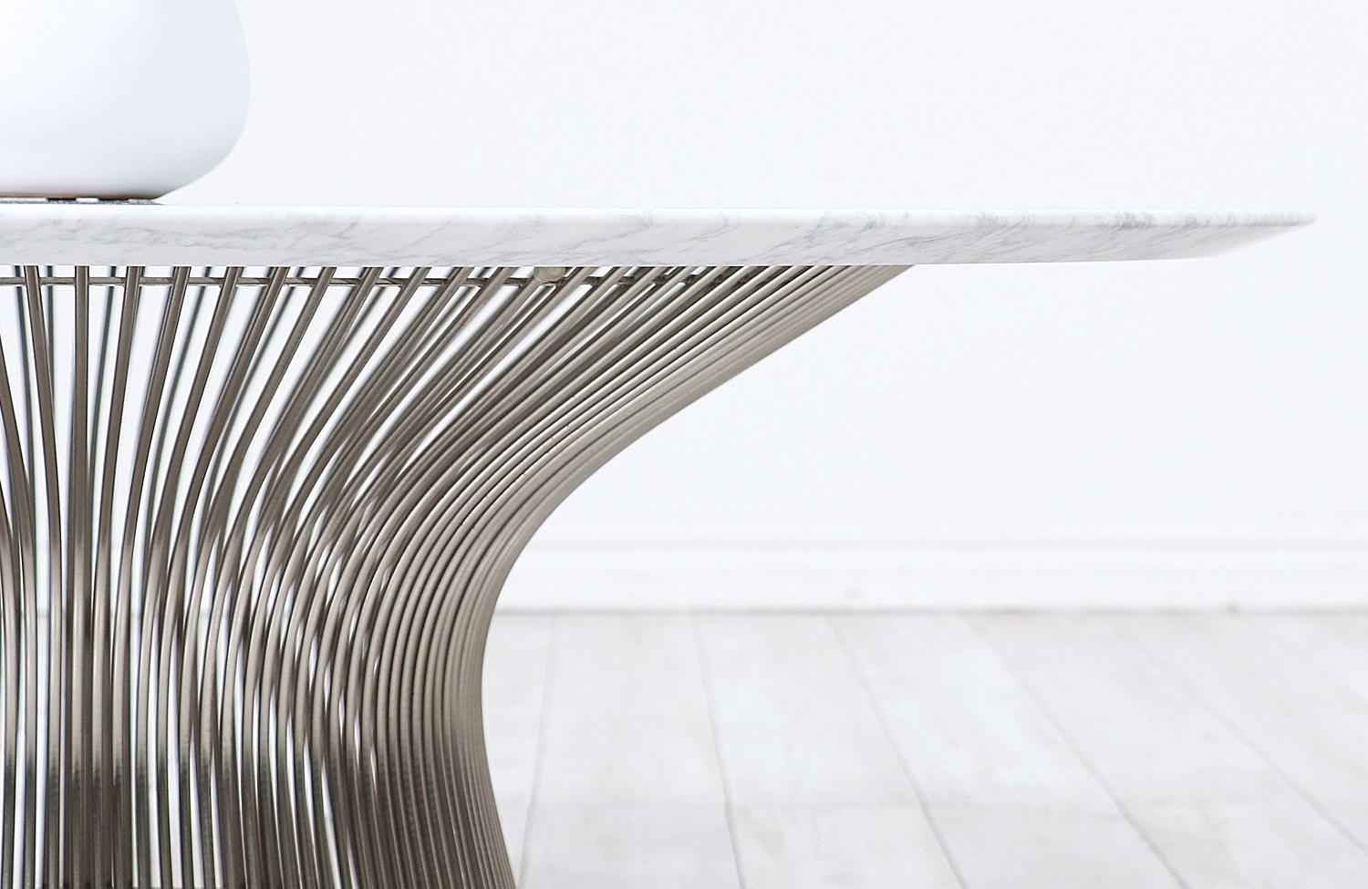 Warren Platner table basse vintage en marbre de Carrare et acier pour Knoll Excellent état - En vente à Los Angeles, CA