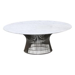 Vintage Warren Platner Carrara Marble & Steel Coffee Table for Knoll