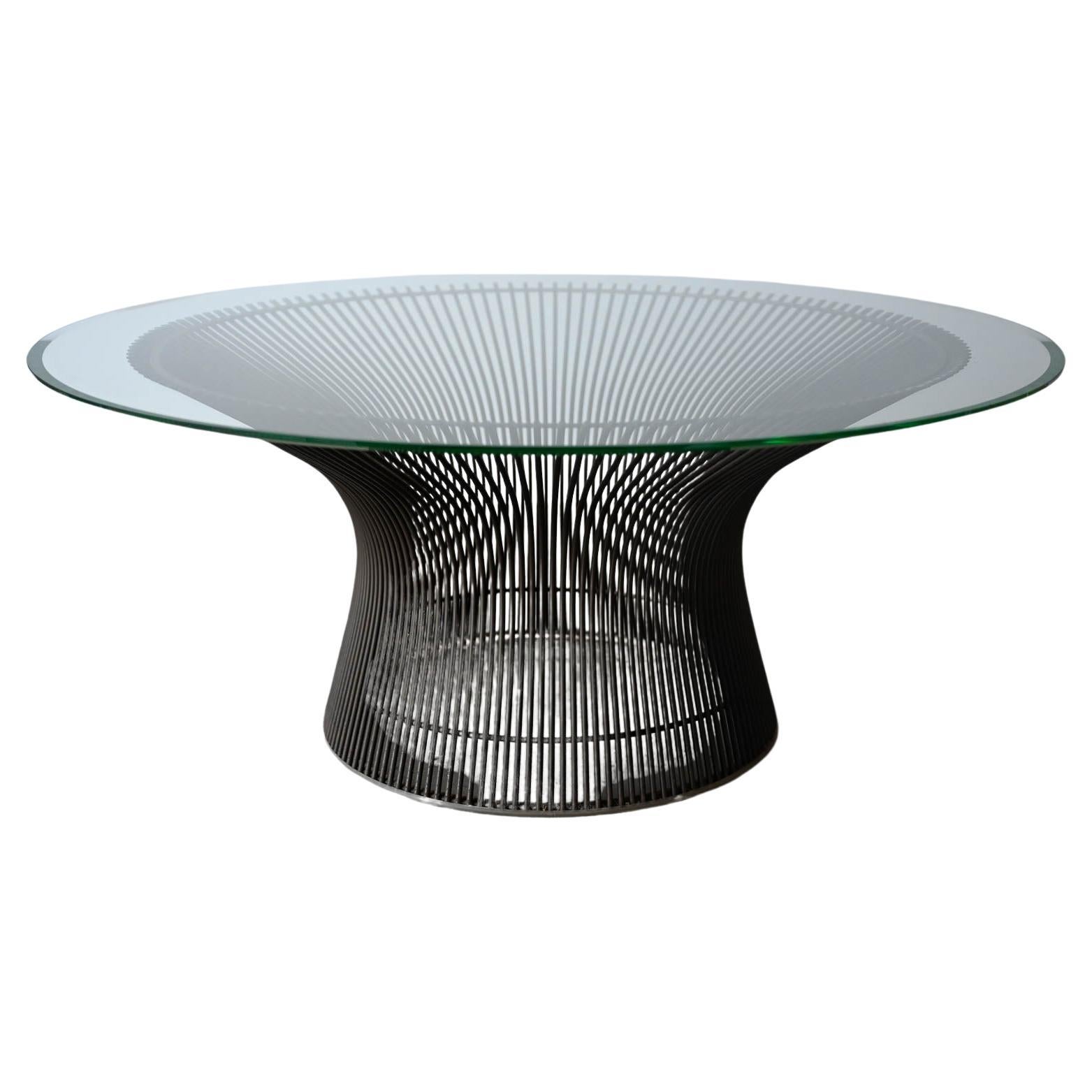 Vintage Warren Platner for Knoll Bronze Coffee Table, ca. 1970.  This beautiful table has been with a one-owner family since the 1970's and is in excellent original condition.  The bronze base is rare and no longer in production by Knoll.  Original