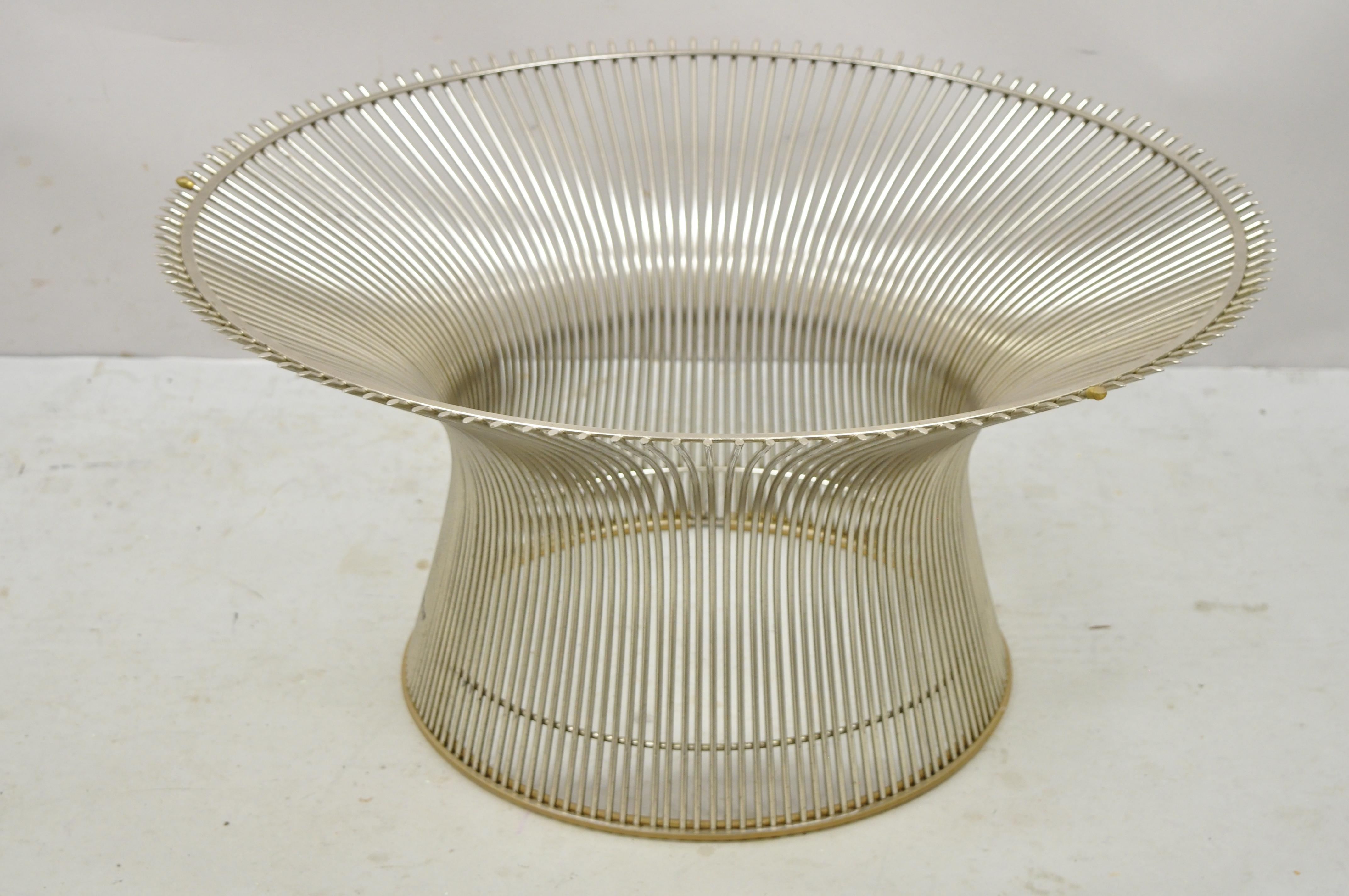 Vintage Warren Platner for Knoll Chrome Steel Wire Round Marble Top Coffee Table For Sale 4