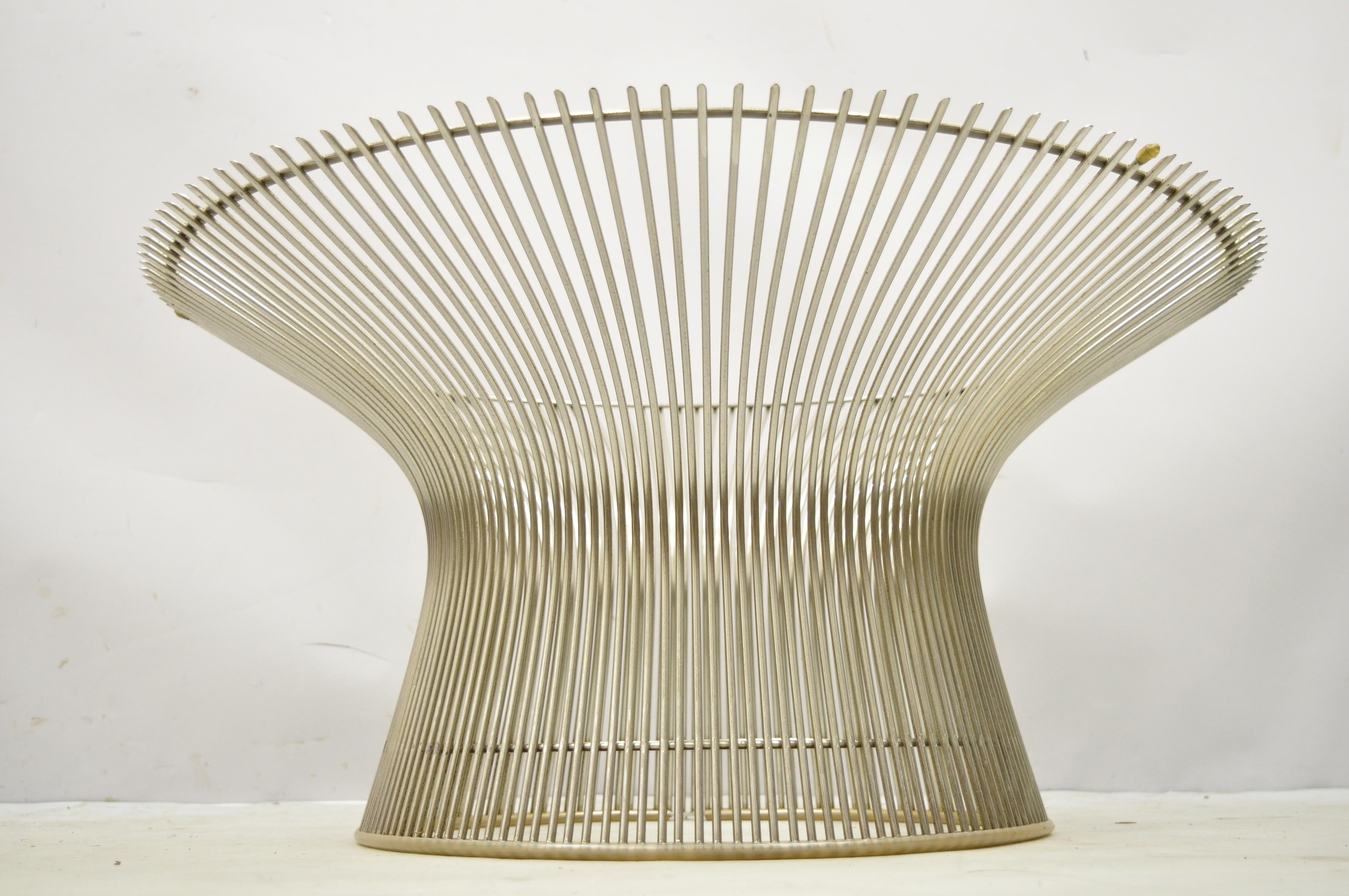 Mid-Century Modern Table basse vintage Warren Platner pour Knoll en acier chromé et fil métallique rond avec plateau en marbre en vente