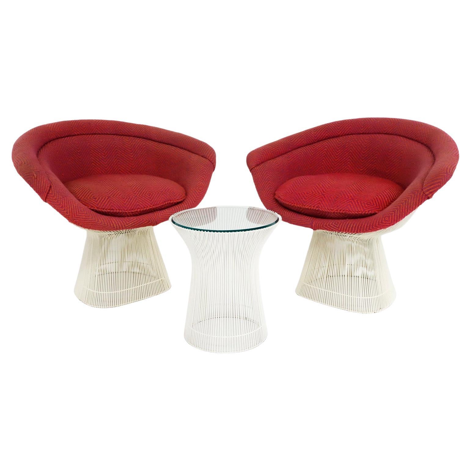 Vintage Warren Platner Lounge Chairs and Table for Knoll, Special Edition For Sale
