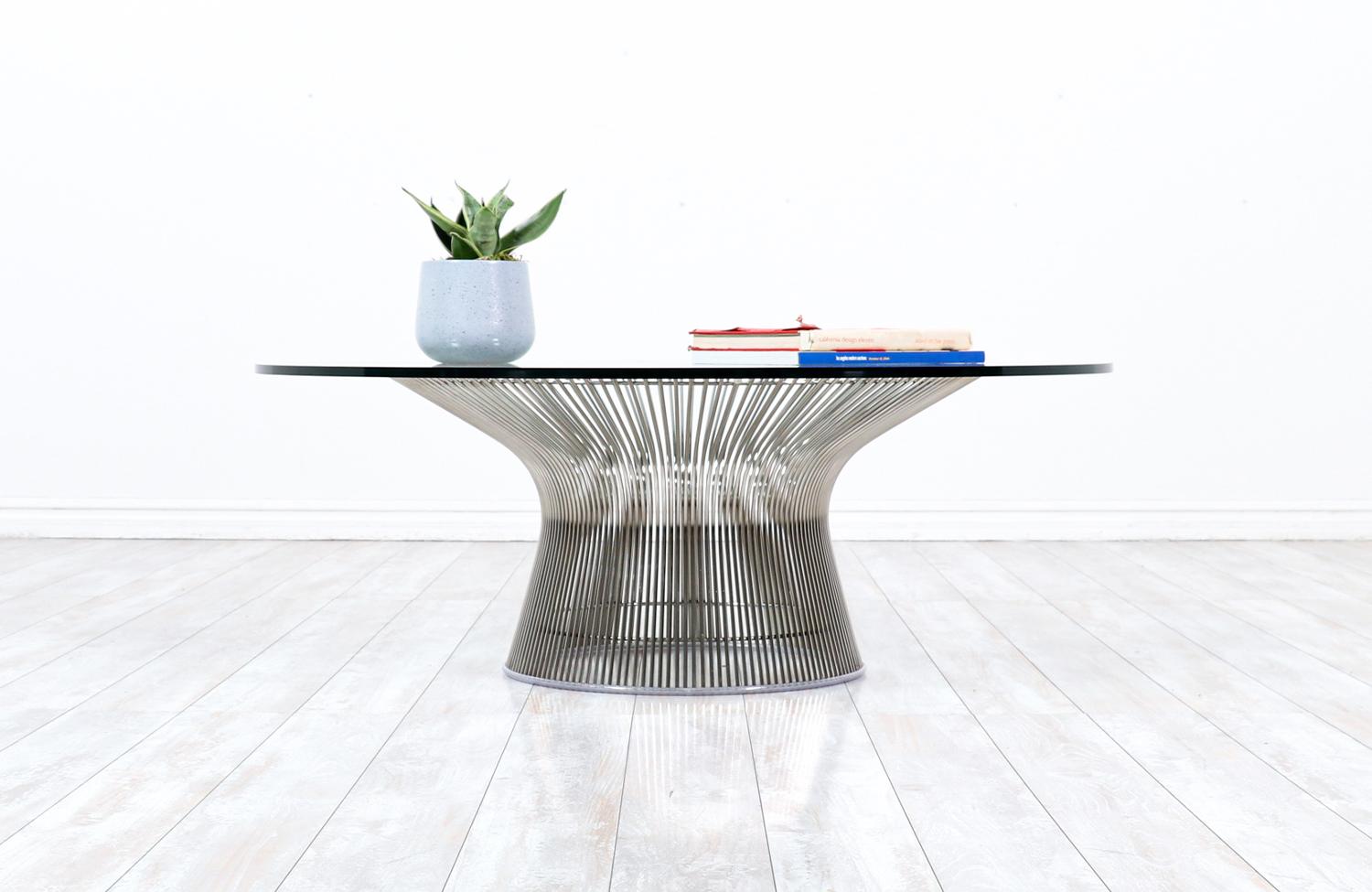 Vintage Warren Platner Steel & Glass Coffee Table for Knoll In Excellent Condition In Los Angeles, CA