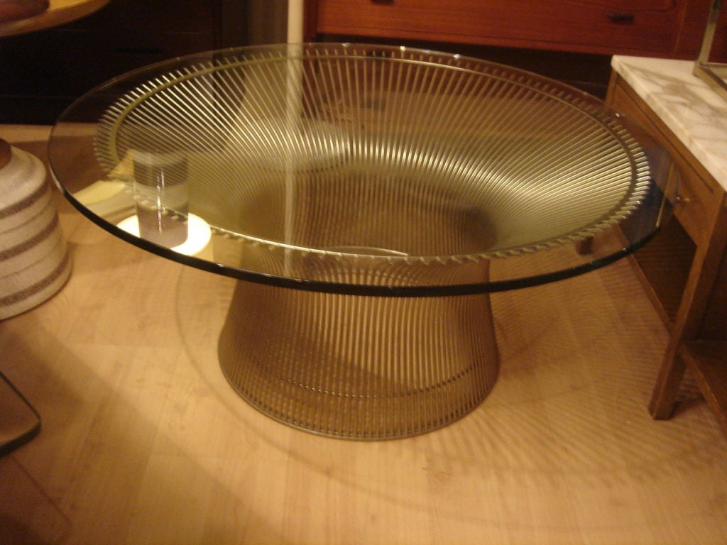 Mid-Century Modern Vintage Warren Platner Wire and Glass Coffee Table by Knoll
