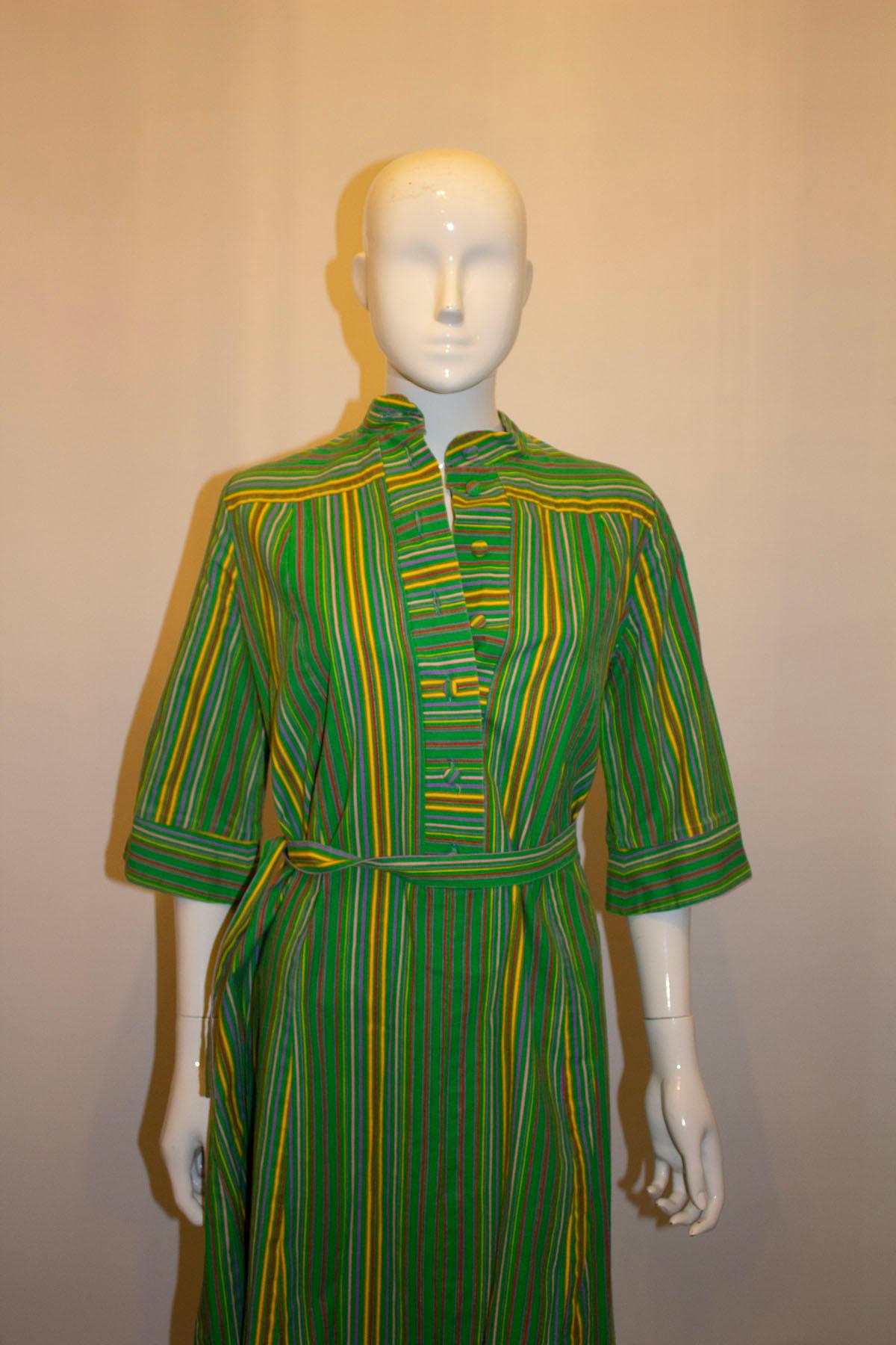 Vintage Warrender Cotton Stripe Dress In Good Condition For Sale In London, GB