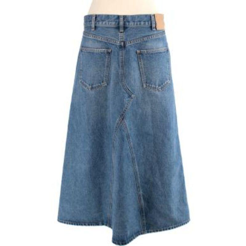 Blue Vintage Wash Denim Skirt For Sale