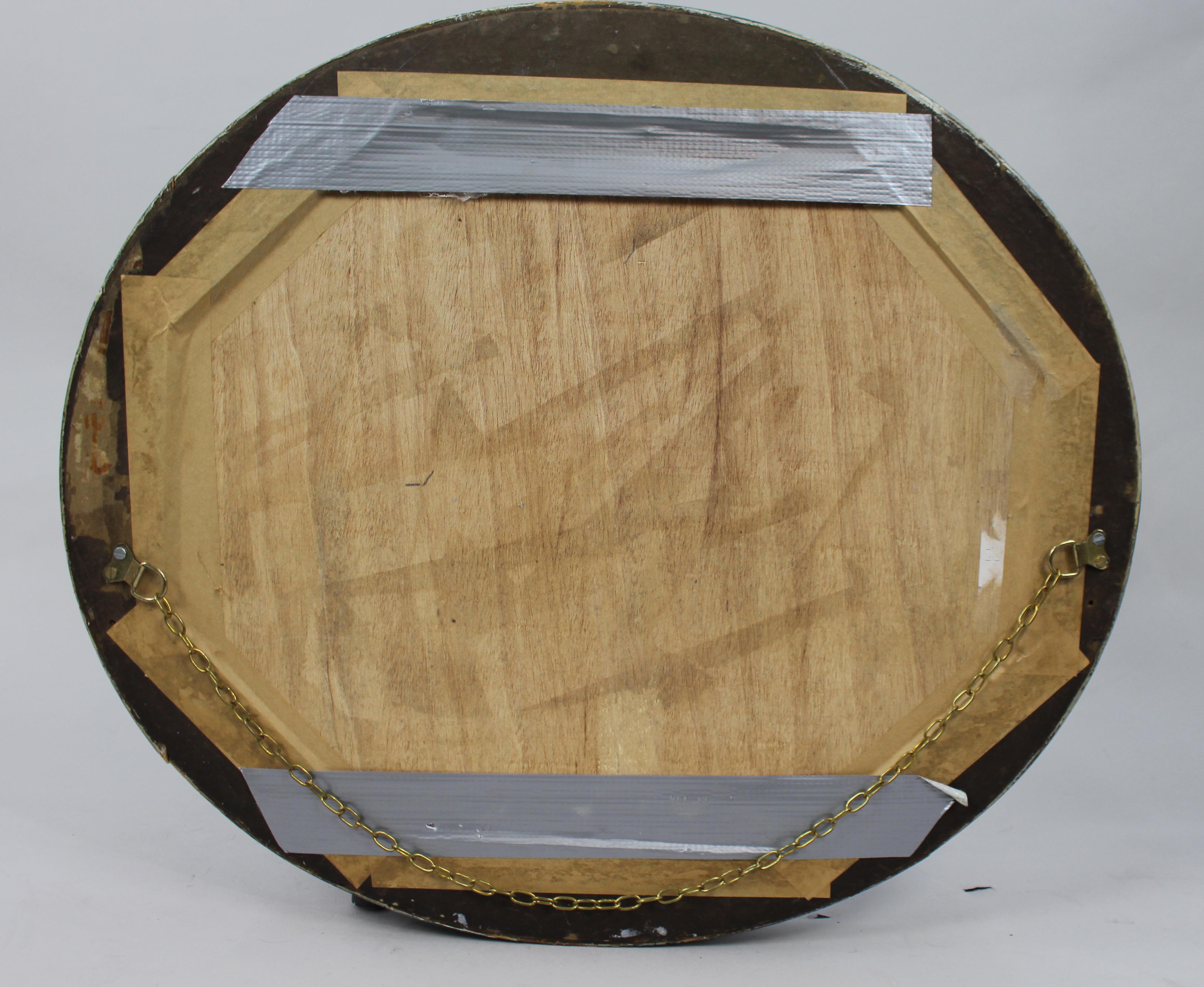 Miroir ovale vintage à encadrement doré bleu lavé Bon état - En vente à Worcester, GB