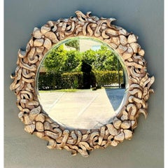 Vintage Washed Finish Floral Cloud Mirror