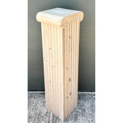 Vintage Washed Knotty Pine Column Pedestal