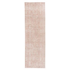 Vintage Washed Oushak Runner - Motivo Floral Blush y Marfil Desteñido
