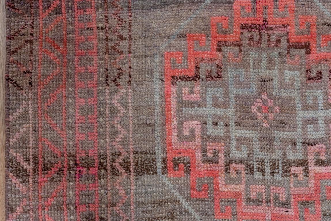 Wool Vintage Washed Out Turkish Oushak Runner For Sale