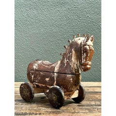 Vintage Washed Wood Trojan Horse Box