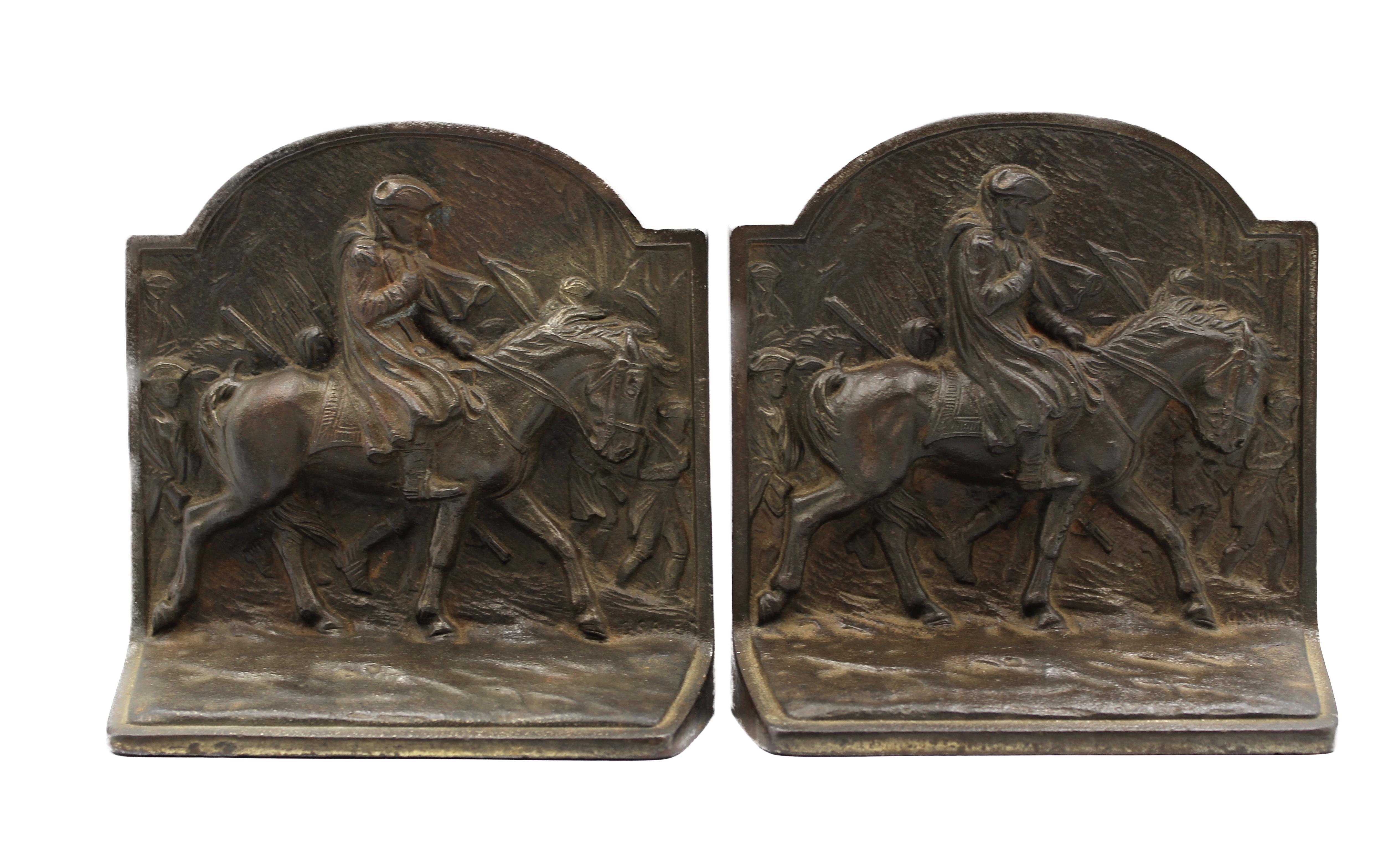Cast Vintage Washington at Valley Forge Bookends by Hubley, Circa 1925