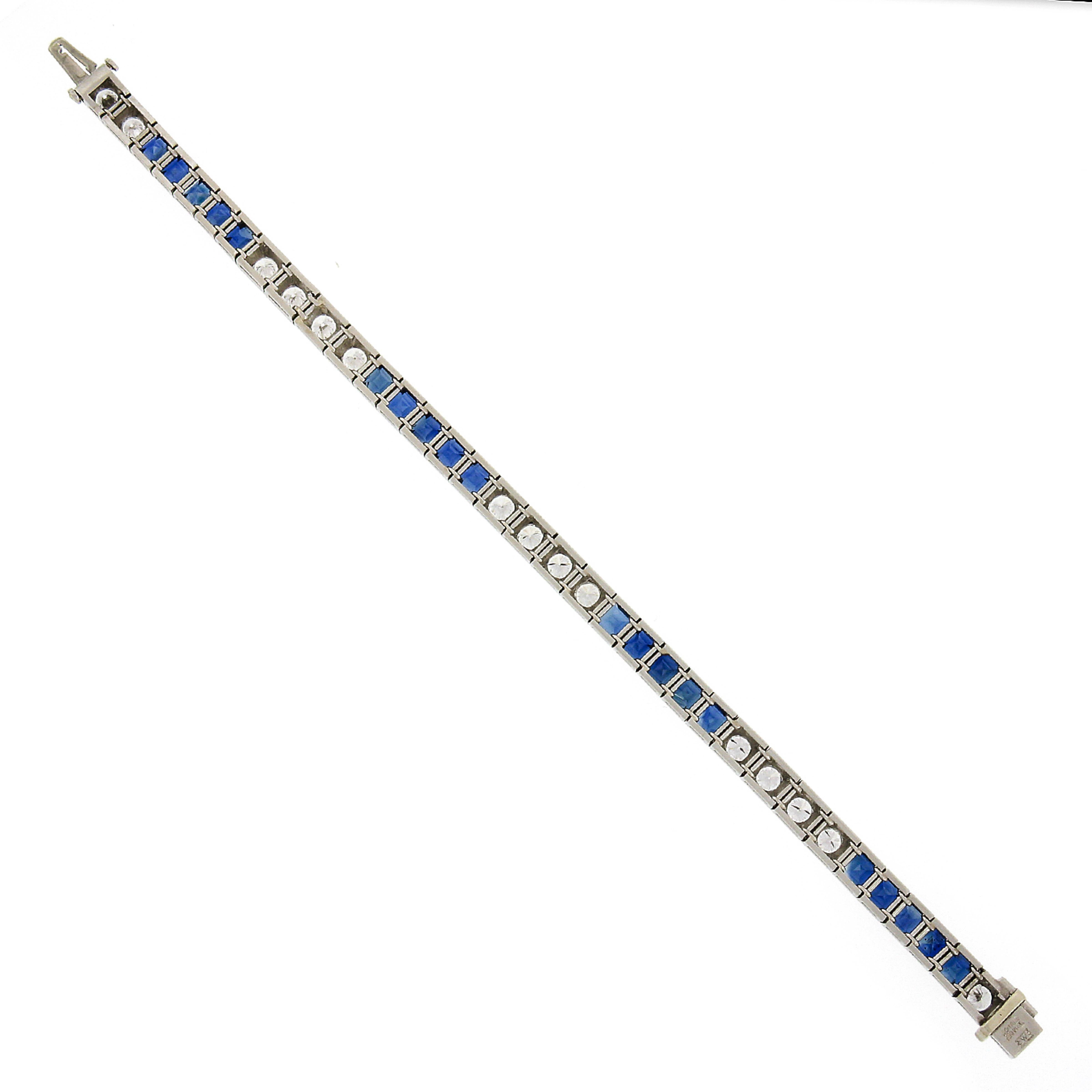 Waslikoff & Sohn Platiunm GIA Saphir & Diamant Line Tennisarmband, Vintage im Angebot 4