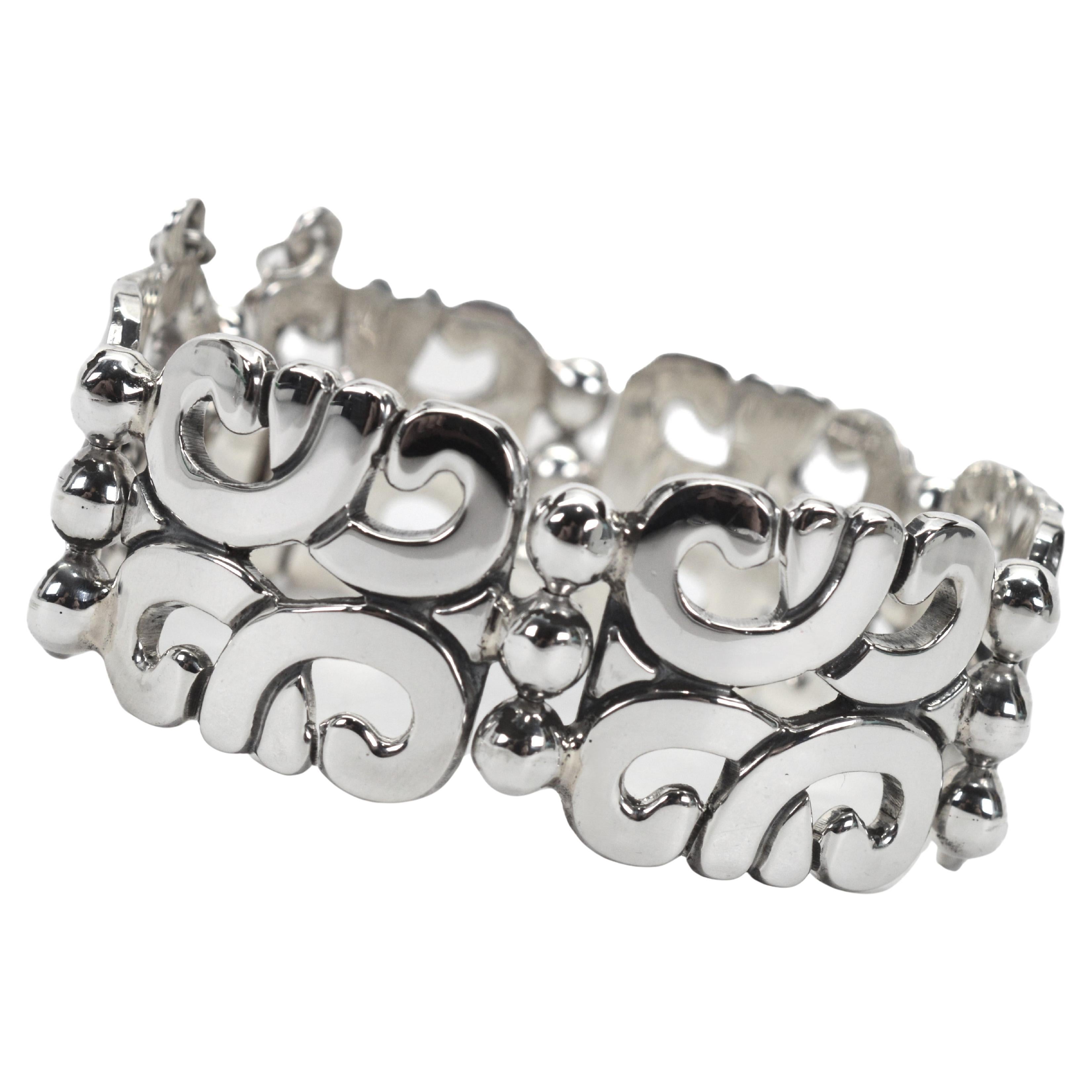 Vintage Wasserman Sterling Silver Fertility Panel Link  Bracelet im Angebot