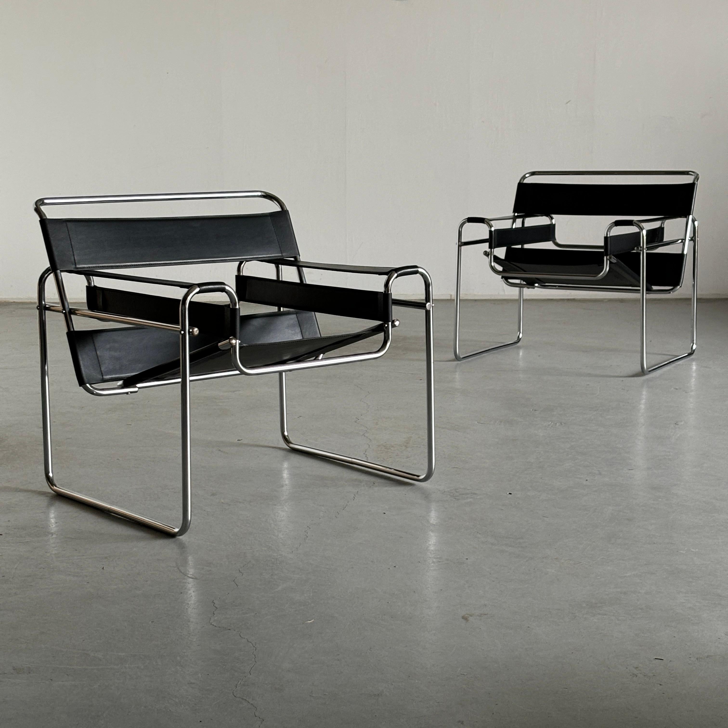 Bauhaus Fauteuils Vintage 'Wassily' de Marcel Breuer, 1970 Replica en vente