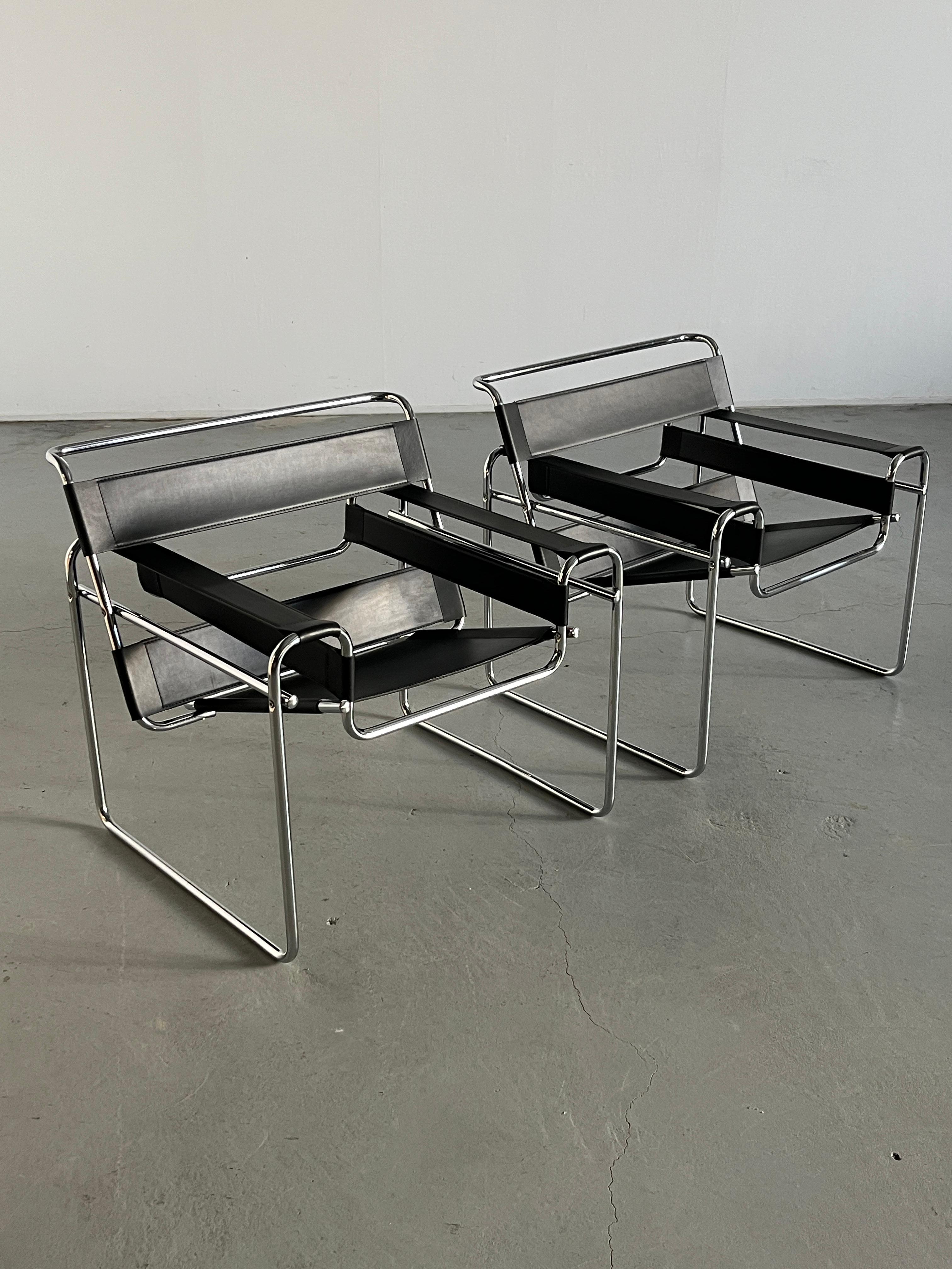 Italian Vintage 'Wassily' Armchairs by Marcel Breuer, 1970s Replica