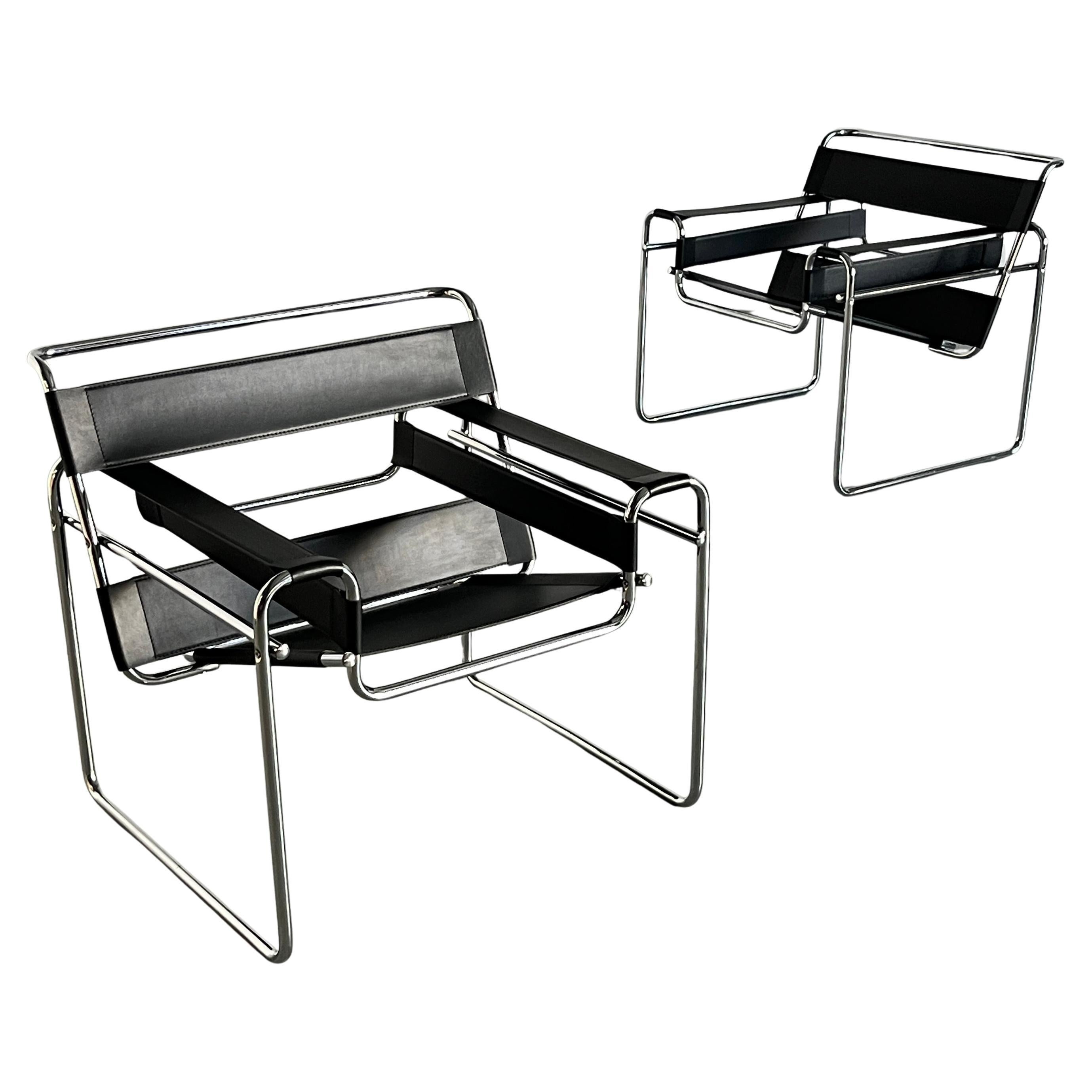Vintage 'Wassily' Armchairs by Marcel Breuer, 1970s Replica