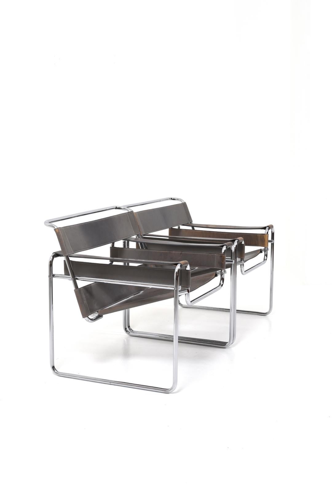 Italian Vintage Wassily Lounge Chairs by Marcel Breuer, set of 2